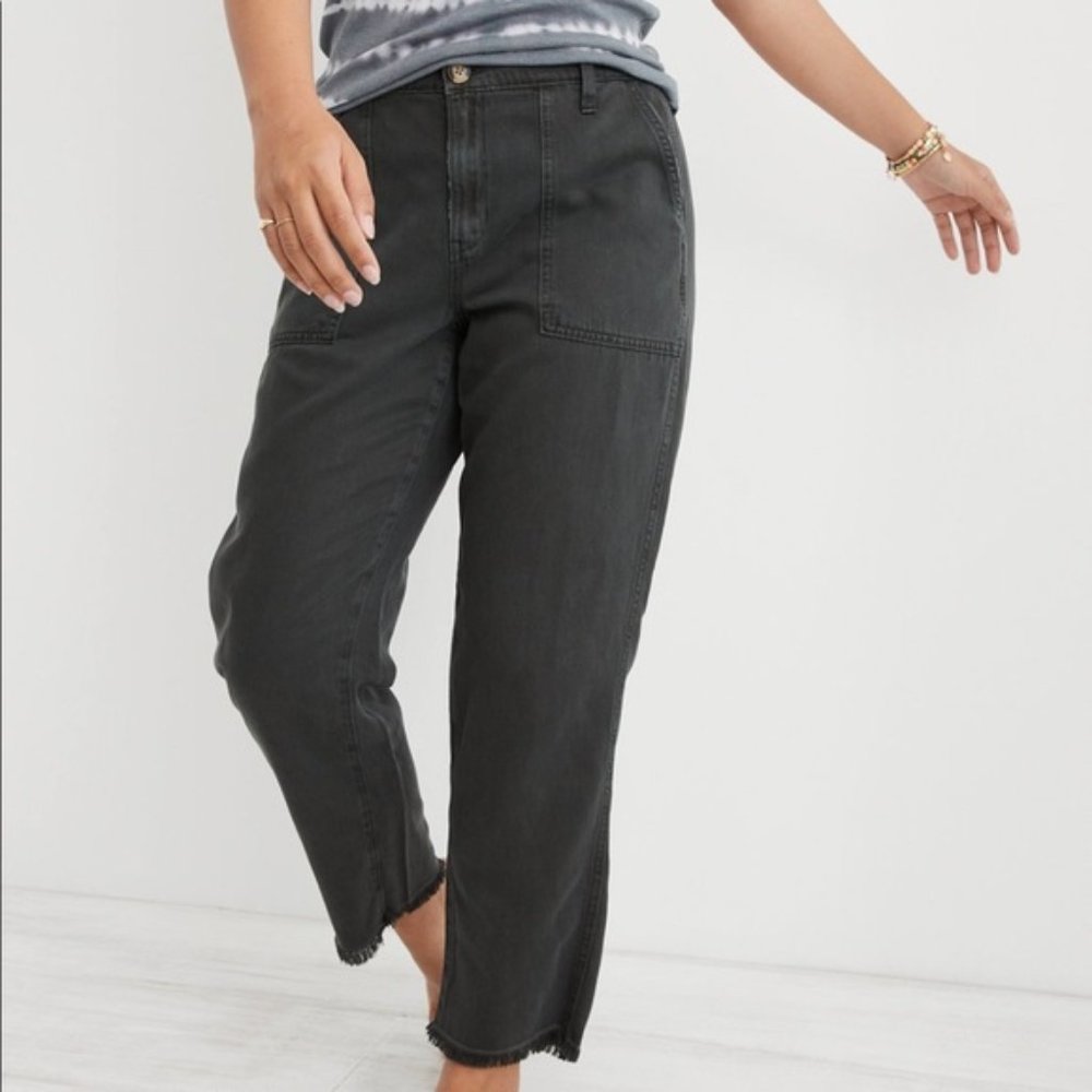 Aerie Adventure Pant Linen Blend Joggers Black Grey Wash, Size M